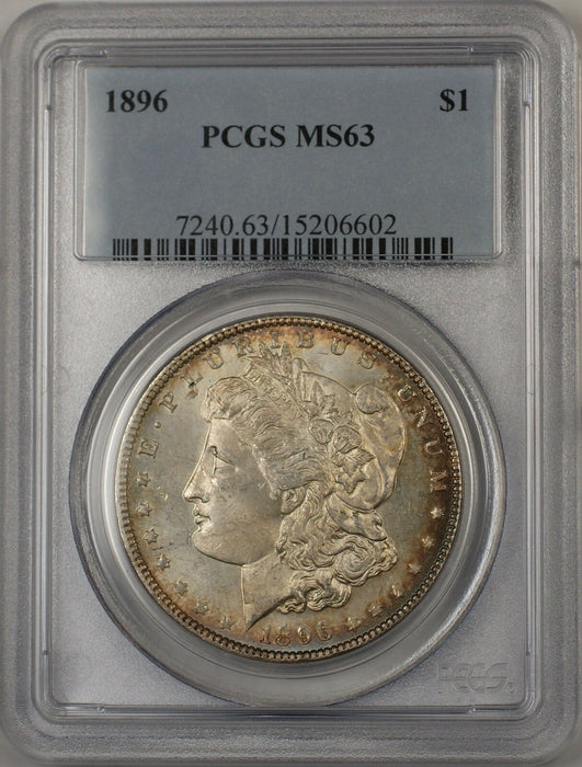 1896 Morgan Silver Dollar $1 Coin PCGS MS-63 Lightly Toned Semi PL (BR-23C)