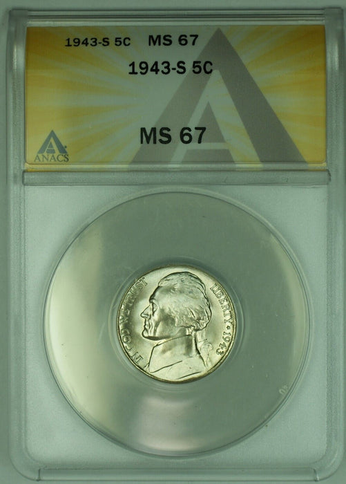 1943-S Jefferson Silver Nickel 5C ANACS MS 67 (51)