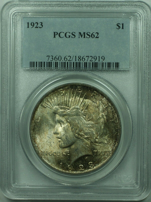 1923 Peace Silver Dollar $1 Coin PCGS MS-62 Toned (36) A