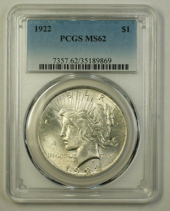 1922 Peace Silver Dollar $1 Coin PCGS MS-62 (Better) (H) (18)