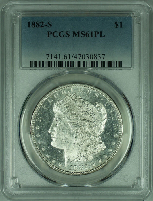 1882-S Morgan Silver Dollar Coin  PCGS MS-61PL   (35)