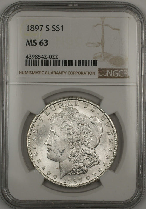 1897-S Morgan Silver Dollar $1 Coin NGC MS-63 (13c)