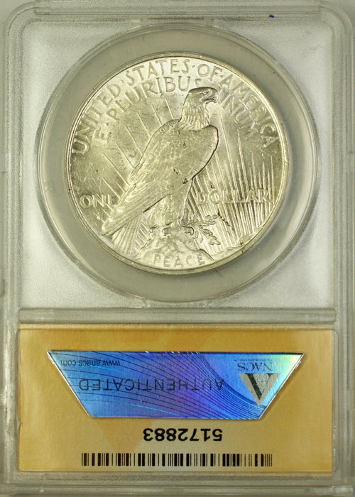 1923 VAM-1D Peace Silver Dollar Coin ANACS AU-58 Details, Whisker Cheek Top 50