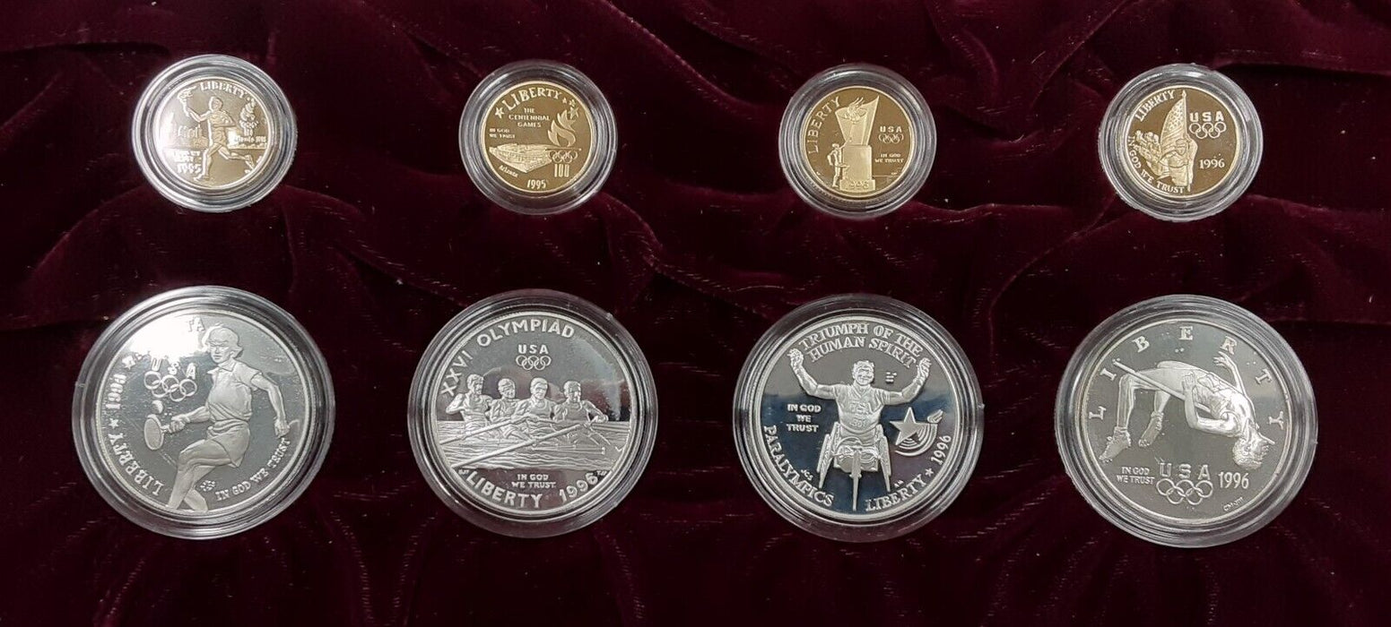 1995-1996 Atlanta Olympics 32 Proof Gold & Silver Coin Set w/Original Box & COA