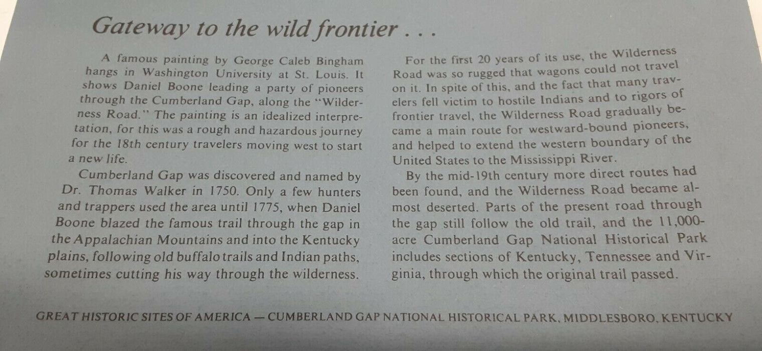 1971 Cumberland Gap KY Great Historic Sites PR Silver Medal in First Day Cover