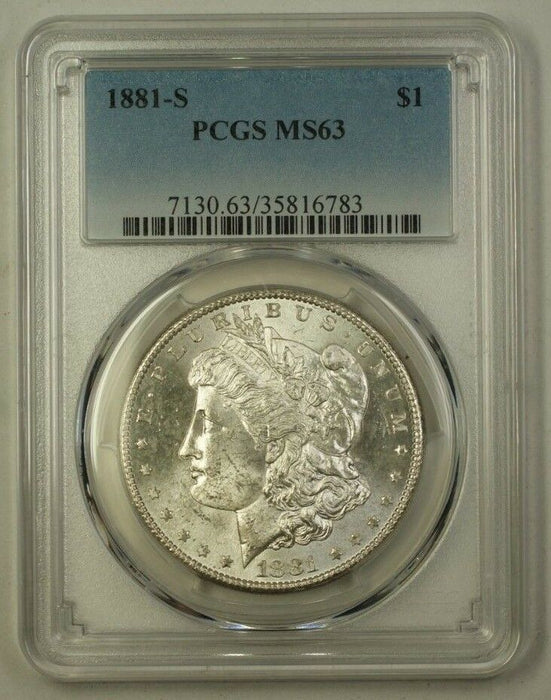 1881-S US Morgan Silver Dollar $1 Coin PCGS MS-63 (B) 12