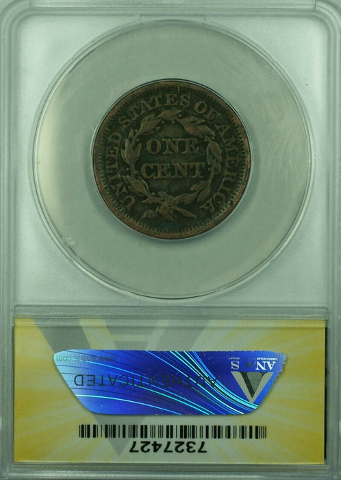 1853 Braided Hair Large Cent  ANACS F-15 Details Corroded  (43A)