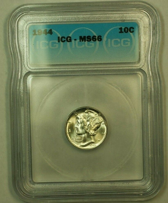 1944 Silver Mercury Dime 10c Coin ICG MS-66 B