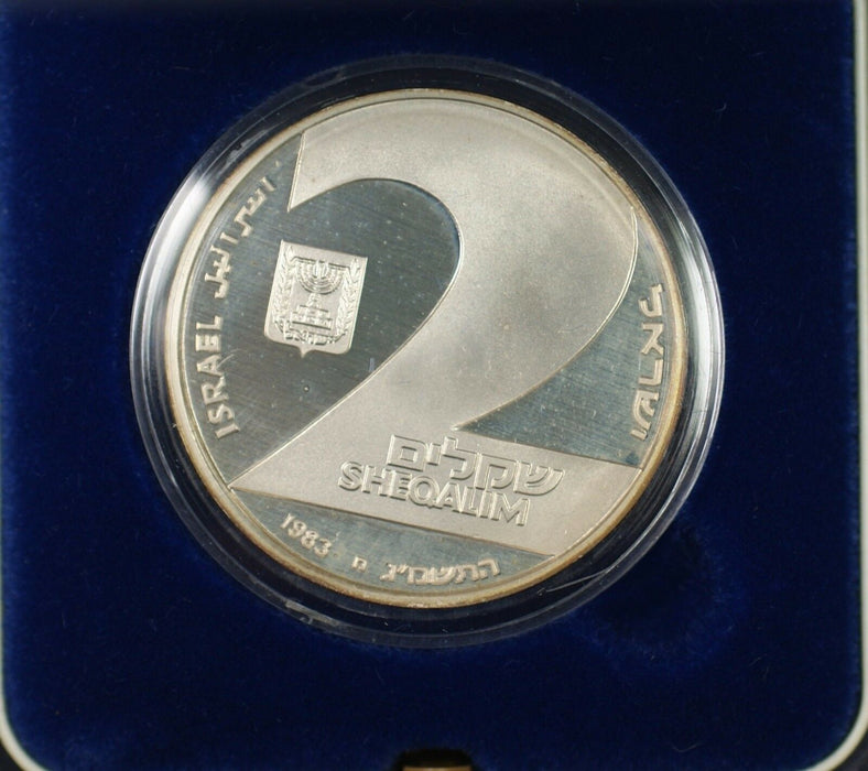 1983 Israel 2 Sheqels Valour Commemorative Silver Proof Coin with Case NO COA