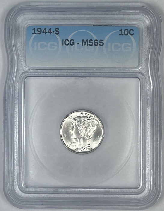 1944-S Mercury Silver Dime 10c Coin ICG MS 65 (54) S