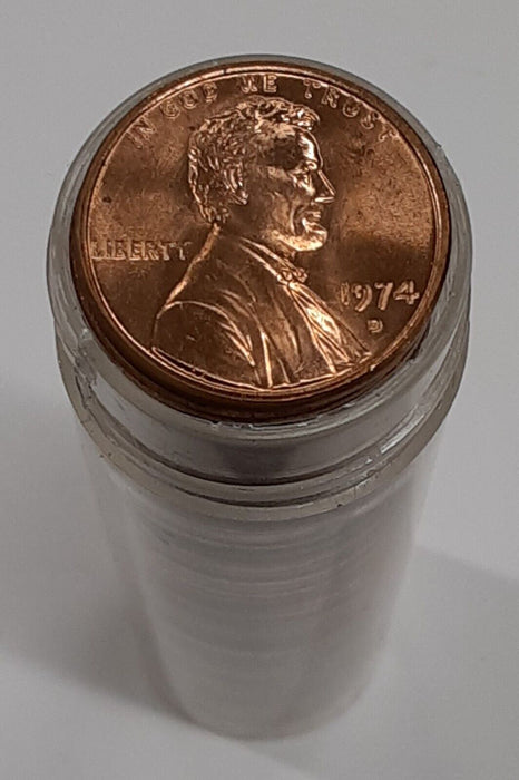 1974-D US Lincoln Cent Roll of 50 BU Coins Total in Coin Tubes