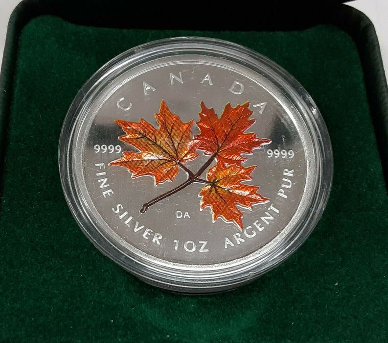 2001 Canada $10 Autumn Maple Leaf Colorized Coin in Original RCM Box
