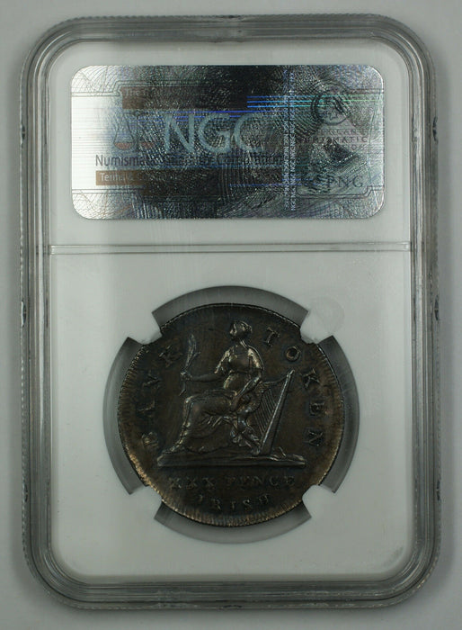 1808 Bank of Ireland 30P Token Coin George III NGC KM-Tn4 Harp Points AU-55 AKR