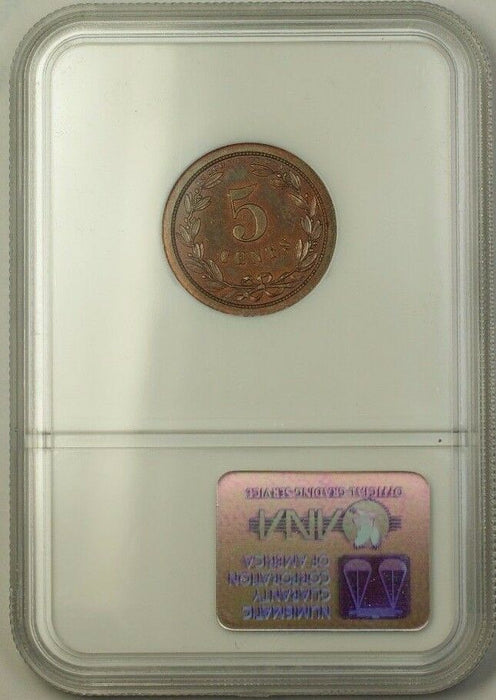 1868 Nickel Pattern Gem Proof 5c Coin NGC PF-65 RB Toned J-626 Judd WW