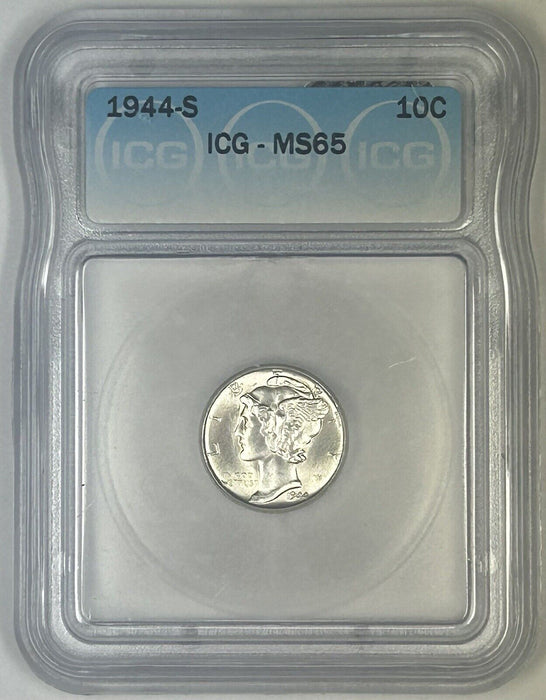 1944-S Mercury Silver Dime 10c Coin ICG MS 65 (54) T