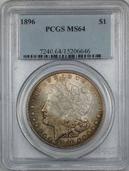1896 Morgan Silver Dollar $1 Coin PCGS MS-64 Toned (4E)