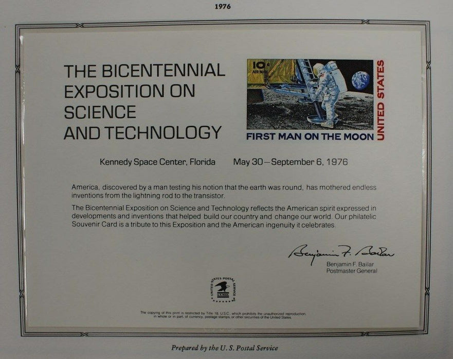 souvenir card PS 20 Bicentennial Expo 1976 10¢ Moon Landing airmail stamp