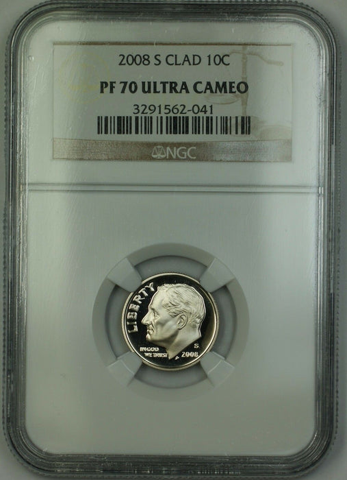 2008-S Proof Roosevelt Dime 10c NGC PF-70 Ultra Cameo *PERFECT GEM COIN*