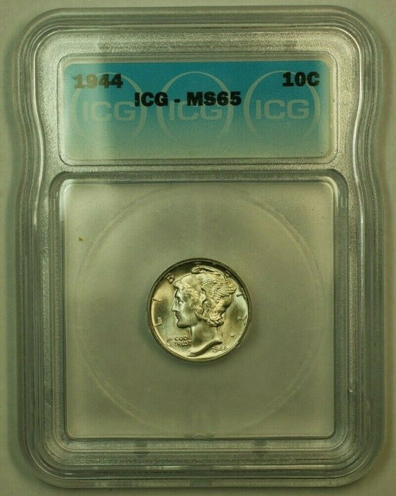 1944 Silver Mercury Dime 10c Coin ICG MS-65 F