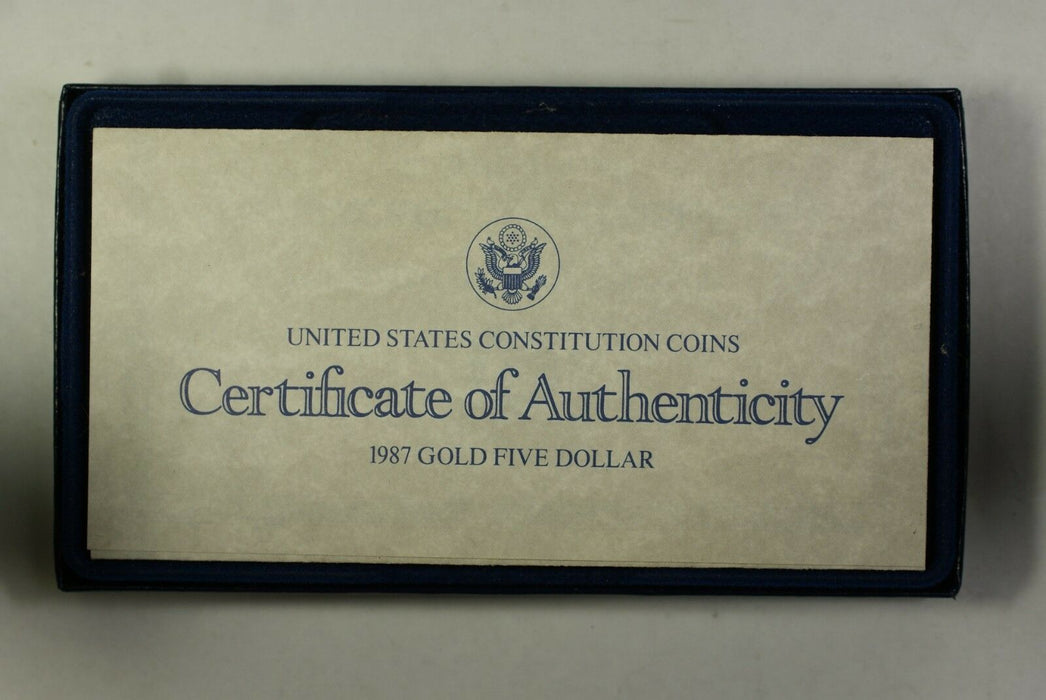 1987 U.S. Mint Constitution $5 Gold Proof Commemorative Coin With Box & COA OGP