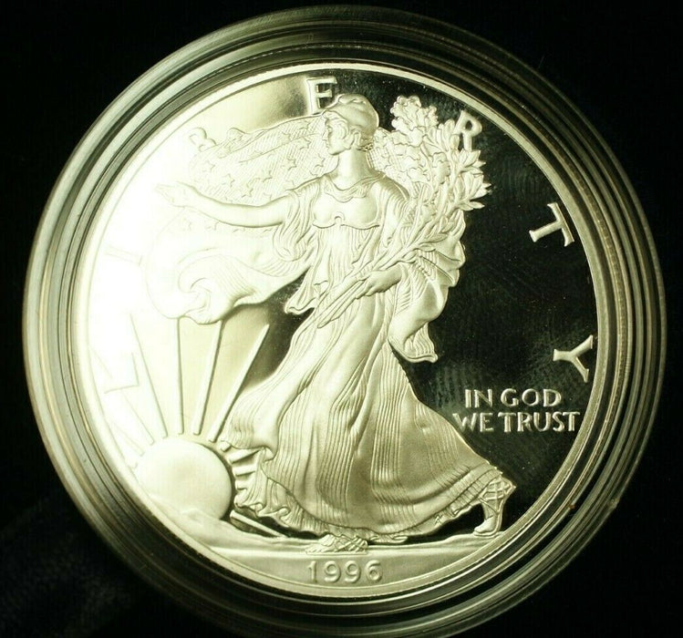 1996-P Proof American Silver Eagle S$1 1 Oz Troy .999 Fine With COA & OGP
