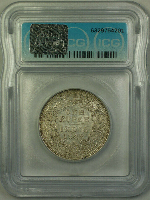 1888(b) India-British Silver 1 Rupee ICG AU-58 KM#492