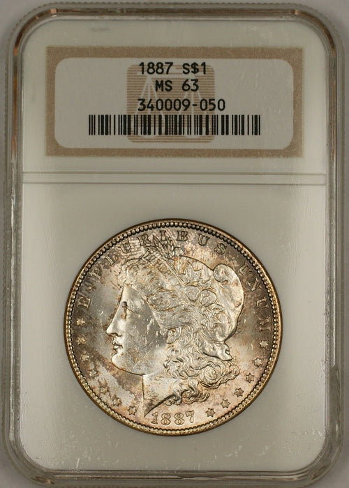 1887 Morgan Silver Dollar $1 Coin NGC MS-63 Nicely Toned (13i)