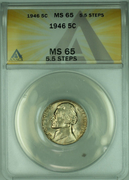 1946 Jefferson Nickel 5C ANACS MS 65-5.5 Steps (51)