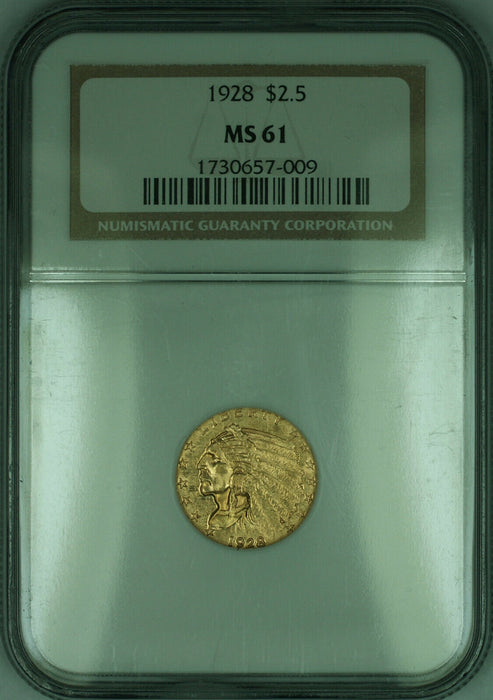 1928 Indian Quarter Eagle $2.50 Gold Coin NGC MS-61 (KD)