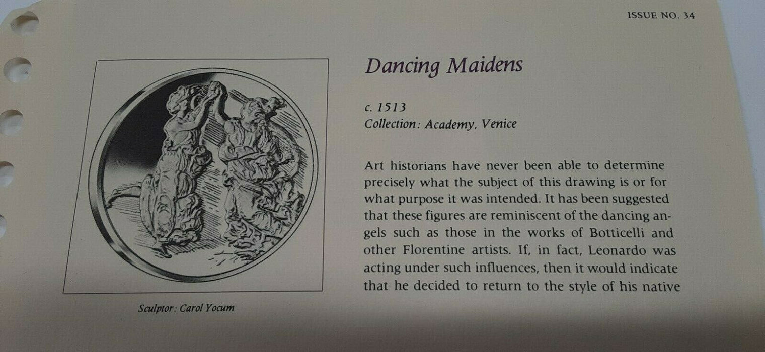 Franklin Mint Genius/DaVinci PF Gold Plated .925 Silver Medal-Dancing Maidens