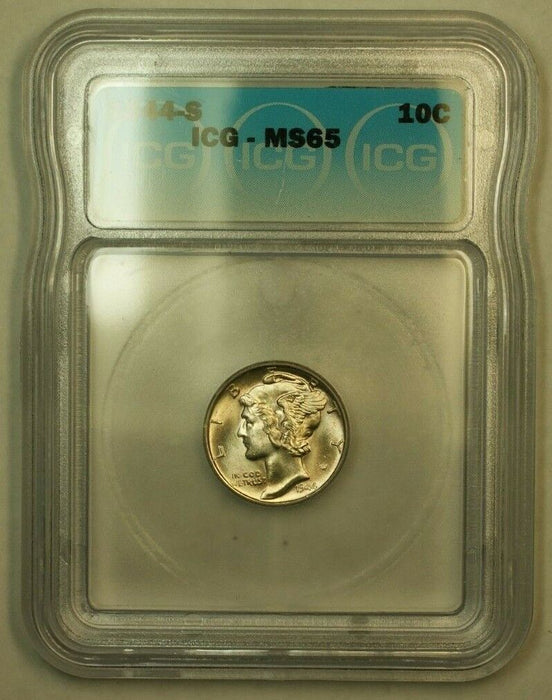 1944-S Silver Mercury Dime 10c Coin ICG MS-65 K (FB IOO)