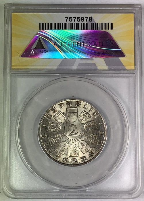 1931 2 Schilling Austria Mozart Coin ANACS AU 58