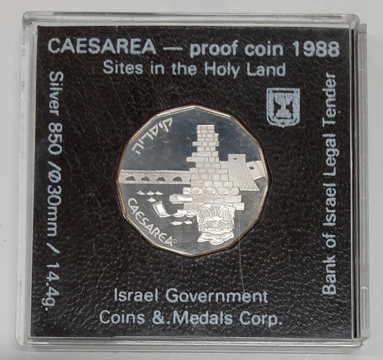 1988 Israel 1 New Sheqalim Silver PR Caesarea Commemorative Coin in Case