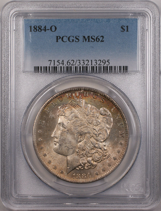 1884-O Morgan Silver Dollar $1 Coin PCGS MS 62 (Beautiful Rainbow Toning 12-A)