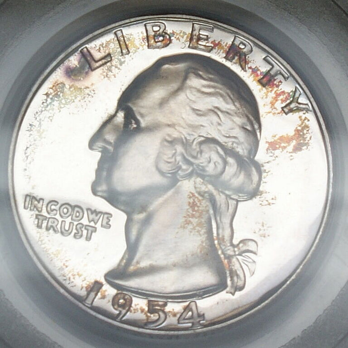 1954 Washington Silver Quarter, PCGS PR-66 CAM, Toned Gem Cameo Proof Coin