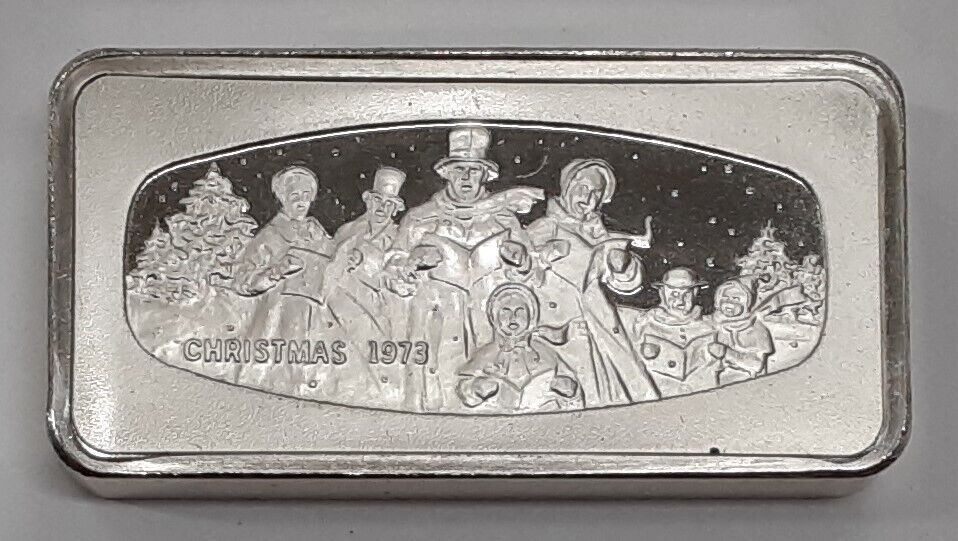 1973 Franklin Mint 1000 Grain Sterling Silver Christmas Ingot  Singing Carols