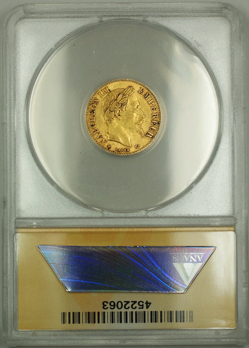 1863-BB France 10 Fr Francs Gold Coin ANACS AU-53