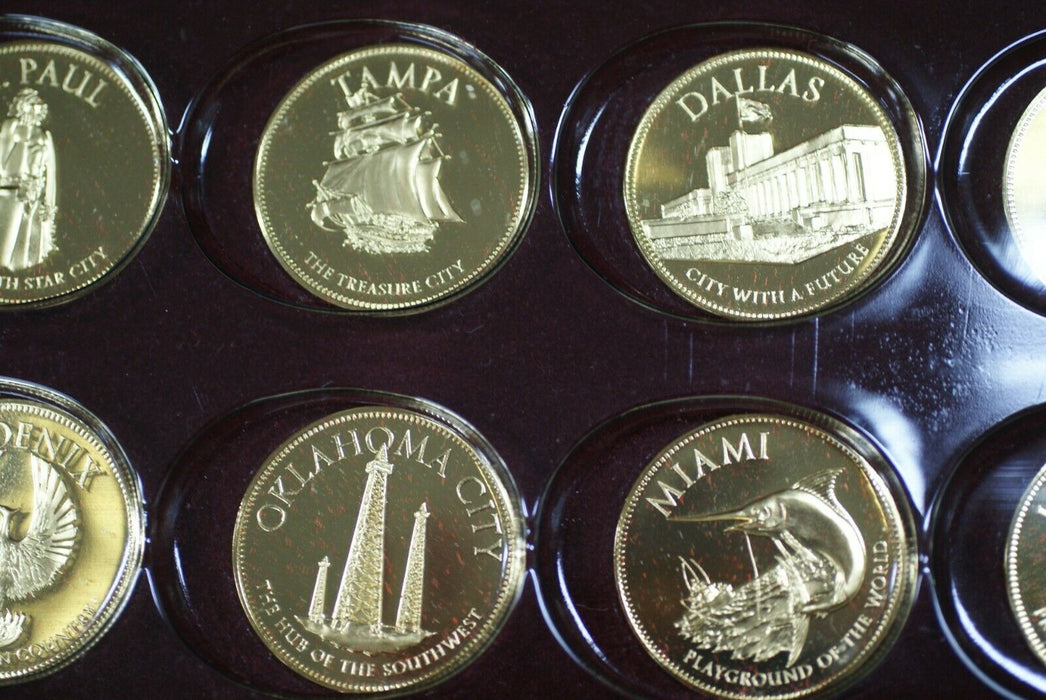 United States Conference of Mayors Franklin Mint Gold Plated Silver Coins