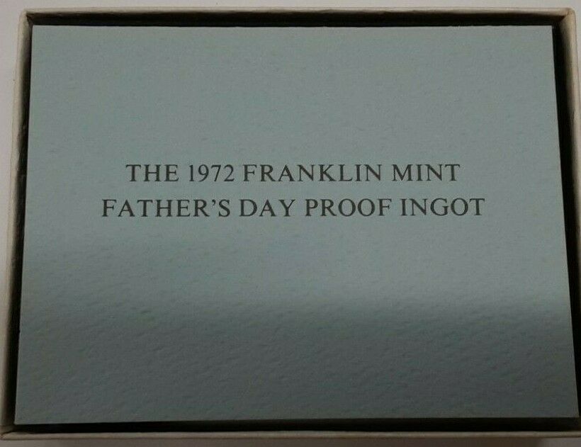 1972 Franklin Mint Fathers Day 1000 Grain Sterling Silver Ingot in Box
