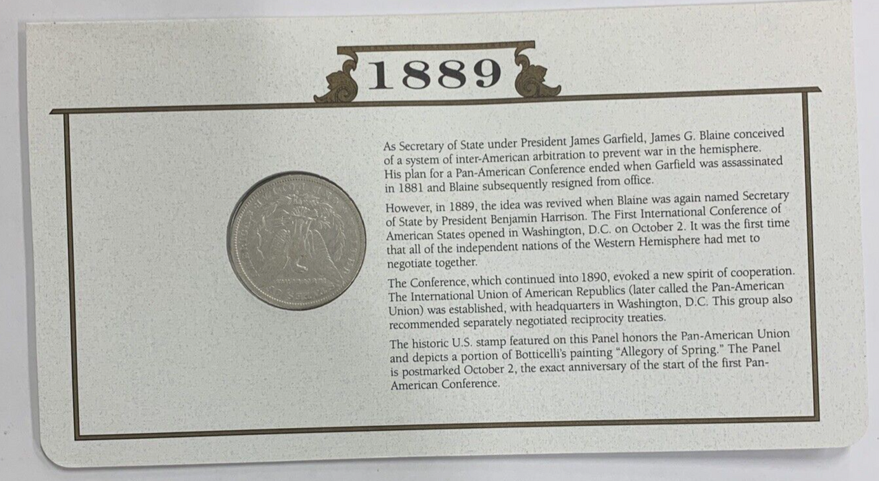 1889-O Morgan Silver Dollar $1 Coin Collection-Commemorative Stamp Card