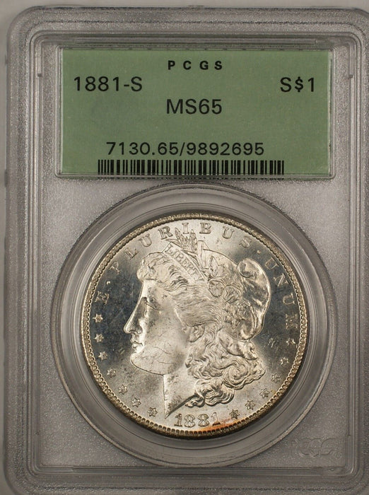 1881-S Morgan Silver $1 Coin PCGS MS-65 Gem BU Nicely Toned Reverse OGH (Ta)