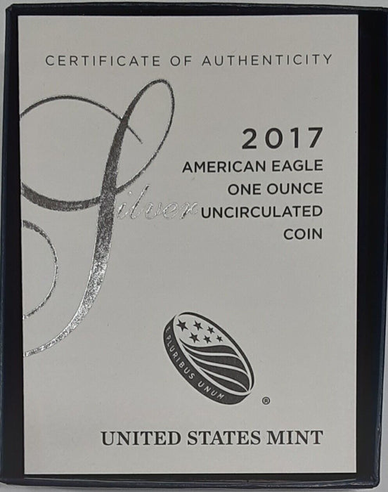 2017-W American Silver Eagle (ASE) Uncirculated Coin in Original Mint Packaging