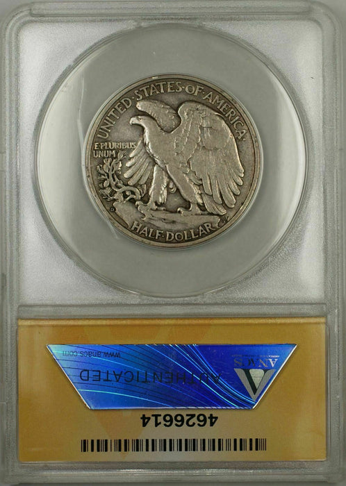 1938-D Walking Liberty Half Dollar Coin 50C ANACS VF 25