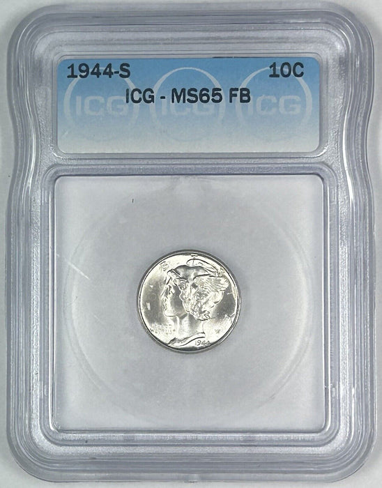 1944-S Mercury Silver Dime 10c Coin ICG MS 65 FB (54) C