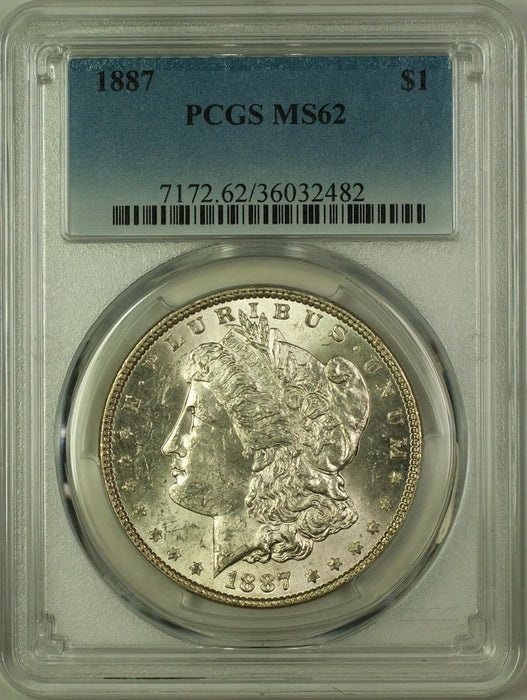 1887 Morgan Silver Dollar $1 Coin PCGS MS-62 (19J)