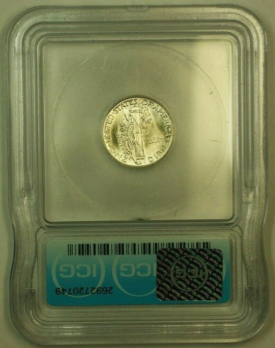 1943 Silver Mercury Dime 10c Coin ICG MS-64FSB B