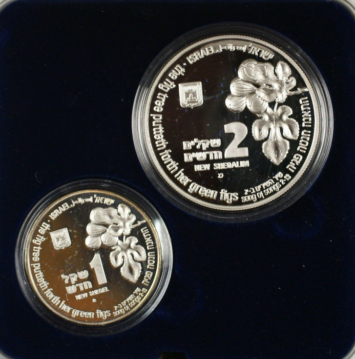 1996 Israel New Sheqalim Wildlife Bird 2 Coin Silver Proof & UNC Set w Box & COA