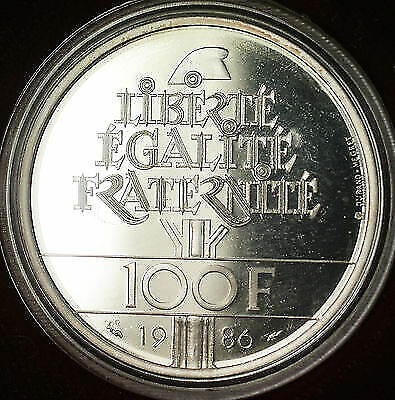 1986 France 100 Francs Silver Statue of Liberty Coin Proof in OGP/COA