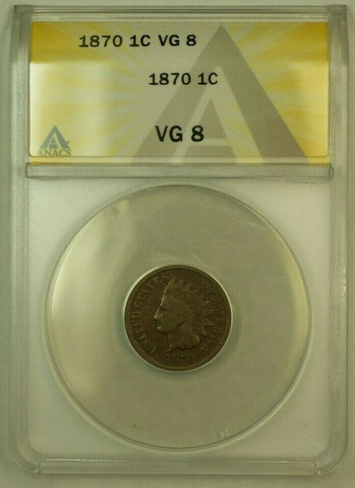 1870 Indian Head Cent Penny 1c ANACS VG-8