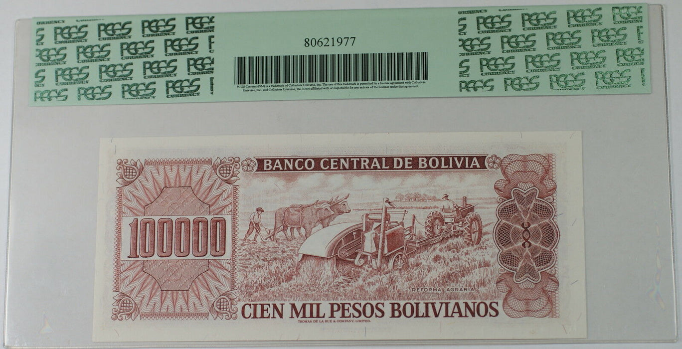 1984 Bolivia Banco Central 100000 Pes. Bolivianos SCWPM 171a PCGS 65 PPQ Gem New